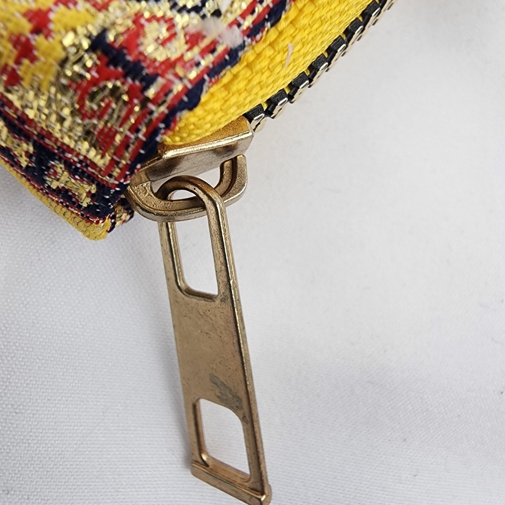 Oriental Carpet‎ Purse Clutch Zipper Yellow Red Black 4 Compartments Plus Coin - Picture 4 of 8